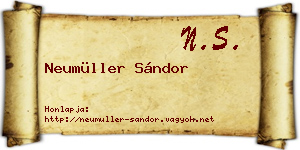 Neumüller Sándor névjegykártya